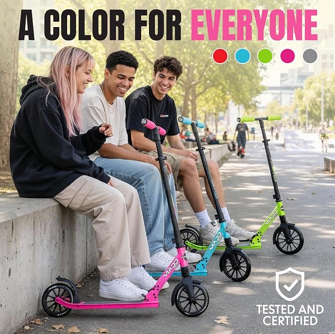 Kick Scooter for Kids, Teens & Adults - Lightweight Durable Frame, Smooth Ride, Sturdy Deck - Fun Rides for All Ages - Madd Gear
