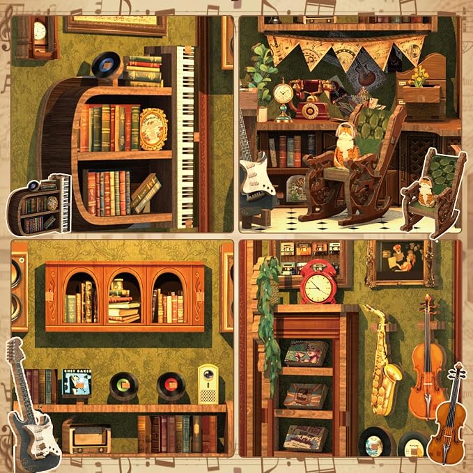 CUTEBEE Book Nook Kit, DIY Miniature House Kits for Adult and Teens, Dollhouse Mini Booknook Music House Bookshelf, DIY Craft Gifts for Family and Friends（Memories Music Bookshop）
