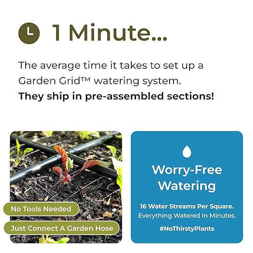 Garden Grid Watering System - 3x6 Cornerless | Raised Garden Bed Drip Irrigation System - But Better | Pre-Assembled, Waters Every Plant Evenly | for Beds w/Corner Posts or Curved Ends | 33.5"x66"