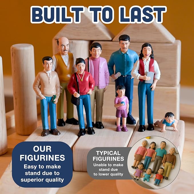 Creative Minds Marvel Education Hispanic Family Toy Figure Set for Kids Ages 3+, Set of 8 Inclusive and Diverse Dollhouse Toy Figurines, Multicolor