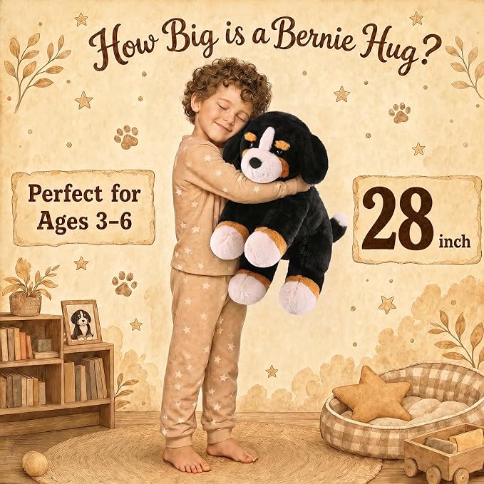 gnomantic Bernese Mountain Dog Weighted Stuffed Animals - 28 Inch 5.0 Pounds Weighted Plushies Dog Stuffed Animal - Large Plush Pillow - Cute Plush Toy Gift for Kid & Adults (28" 5.0 lbs)
