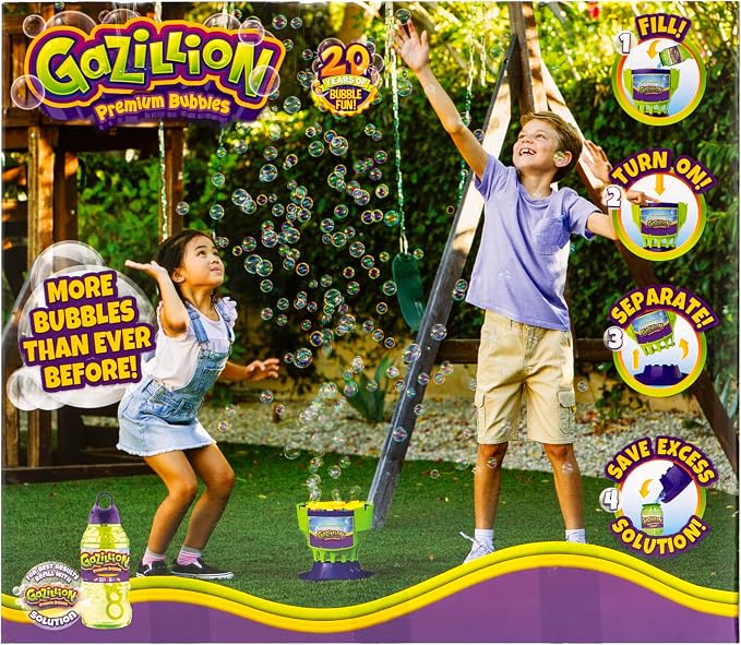 Gazillion Ultimate Bubble Craze Machine - Color Changing LED Lights - Easy-to-Use Bubble Maker - Perfect for Parties - Includes 1L Solution