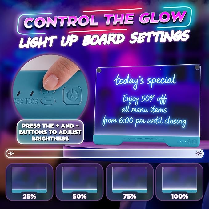 Upgraded 16” LED Drawing Board – Rechargeable, 7 Colors, 10 Light Modes, Adjustable Brightness – Acrylic Light Board for Tracing with Stand, Markers and Full Kit – Birthday Gift Set (Blue)