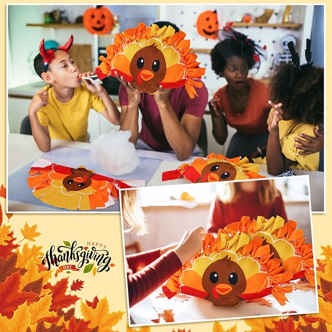 Weysat 6 Sets Thanksgiving Fall Turkey Tied Pillow Craft Kit DIY Turkey Pillow Craft Gifts with PP Cotton for Fall Harvest Thanksgiving Party Decor VBS School Favors Classroom Giveaways
