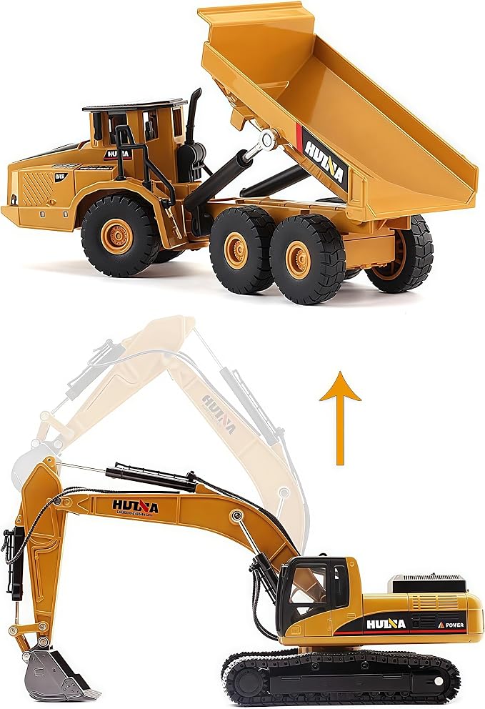 Gemini&Genius Heavy Duty Excavator Toy Dump Truck Toys for Kids, Construction Site Playset, Metal Construction Vehicles, Outdoor Sandbox Car Toys Gifts for Kids 4 5 6 7 8 Years Old Boys Girls Toddlers