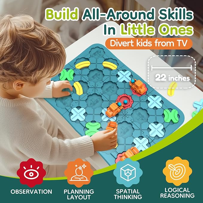 Kids Toys STEM Board Games - Logical Road Builder Brain Teasers Puzzles for 3 4 5 6 7 Year Old Boys Girls, Educational Montessori Birthday Gifts for Ages 4-8 Preschool Classroom Learning (42 PCS)