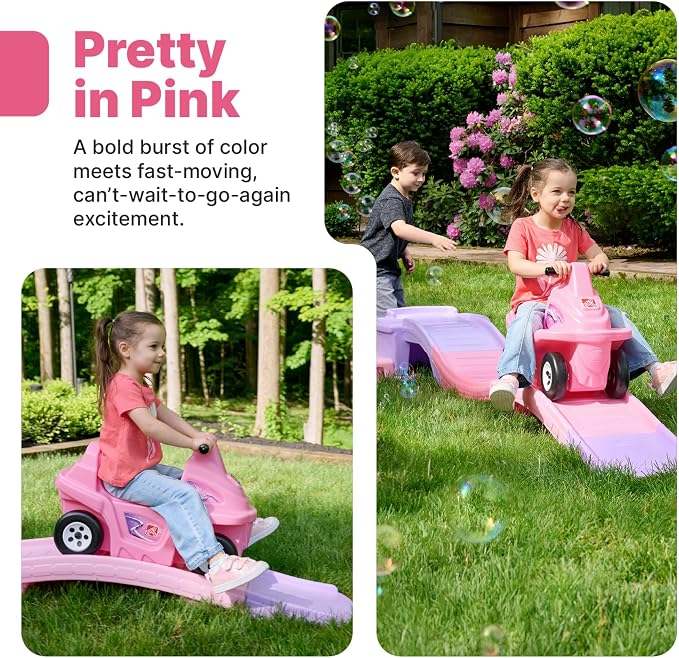 Step2 Bubblegum Blast Up & Down Roller Coaster for Kids, Toddler Ride-On Toy, 9 ft Track, ATV Coaster Car, Ages 2+