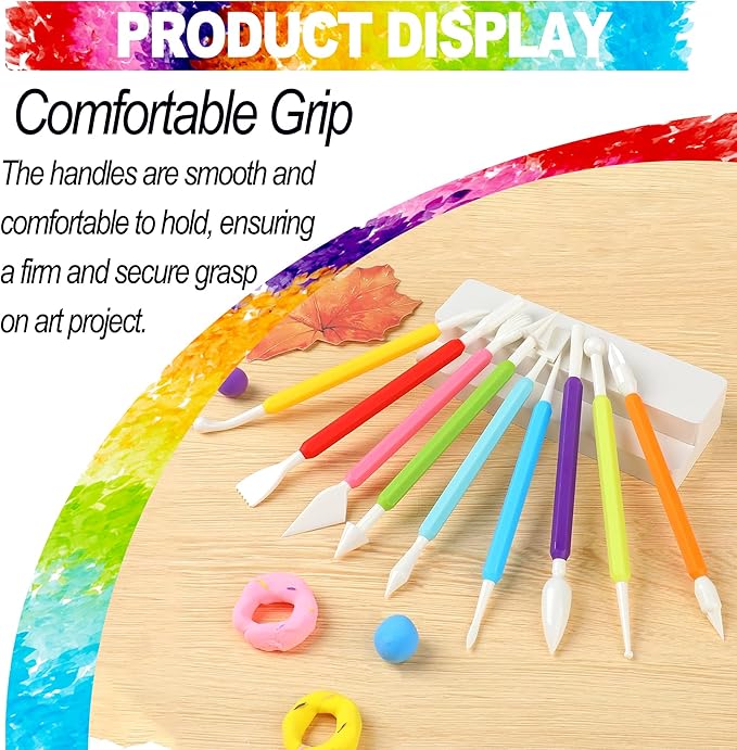 LINPHCEY Air Dry Clay Tools for Kids Ages 8+ Pottery Clay Tool Kit Plastic Clay Sculpting Tools Set for DIY Project, Modeling Polymer Clay Toys – Safe & Easy Grip for Beginners & Craft Lovers