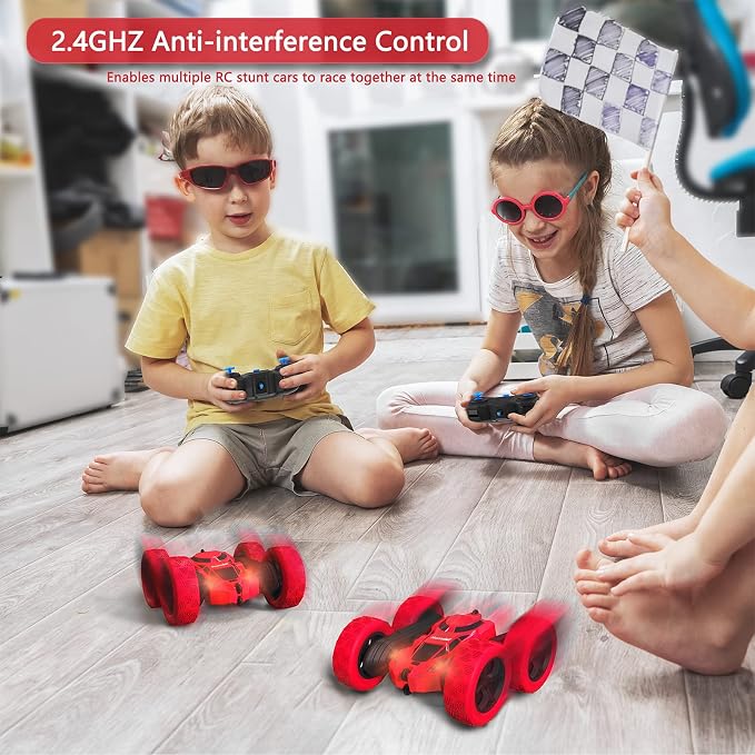 Hamdol RC Stunt Car for Kids Ages 6–12, 360° Rotating Remote Control Car with LED Lights, 4WD Electric Toy Vehicle, USB Rechargeable, Perfect Birthday, Holiday for Boys & Girls