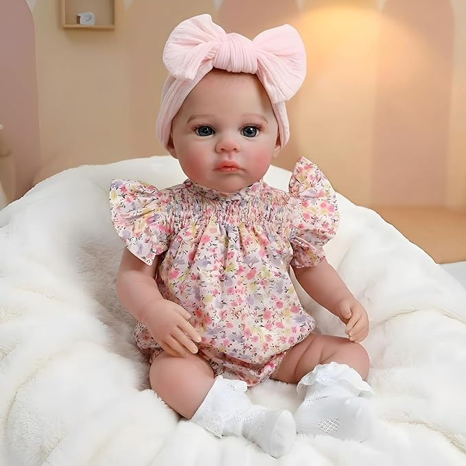 FOCKOF Realistic Reborn Baby Dolls - 18 Inch Real Life Baby Doll Girl Lifelike with Accessories for 3+ Years Old (Pink)