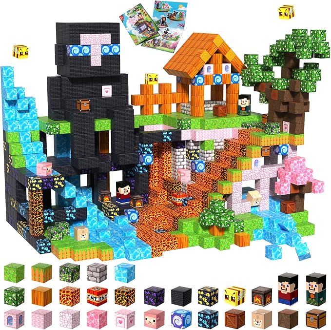 GraceDuck Magnetic Blocks - 200 PCS Build Dark Adventure Forest Castle - Magnetic Toys for Montessori Toddler Christmas Birthday Gifts STEM Sensory Toys for 3 4 5 6 7 8 9 10 Year Old Boys & Girls