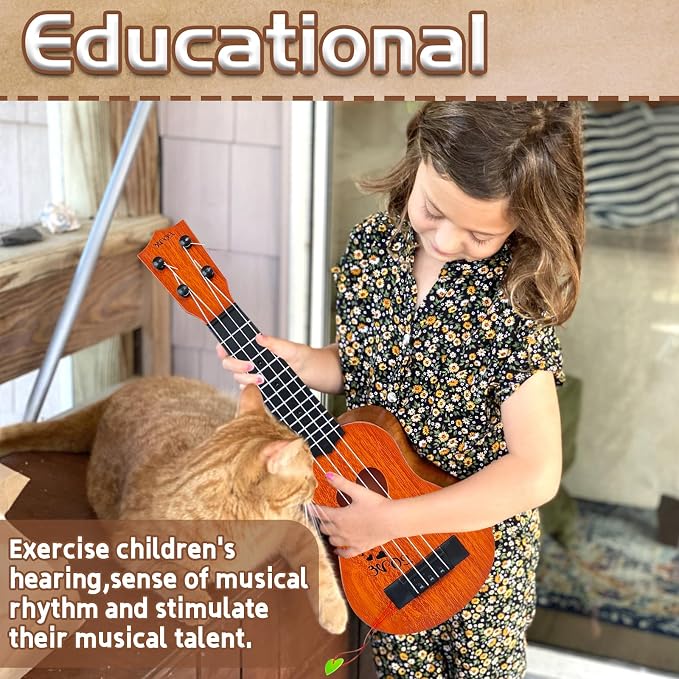 Kids Toy Classical Ukulele,17 Inch 4 Strings Guitar Ukulele Musical Toy,Educational Guitar Toy for Toddlers and Preschoolers