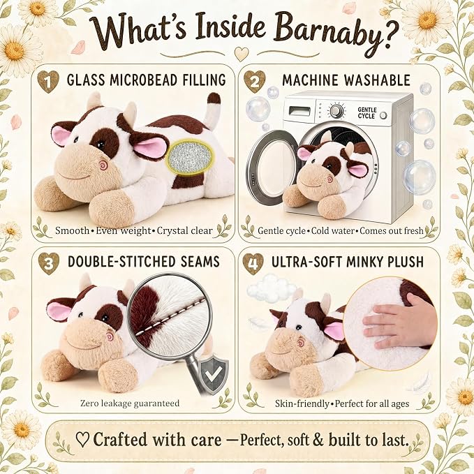 gnomantic Cow Weighted Stuffed Animals - 22 Inch 4.5 Pounds Weighted Plushies Cow Stuffed Animals - Big Plush Pillow - Cute Plush Toys Gifts for Kids & Adults (22" 4.5 lbs Brown)