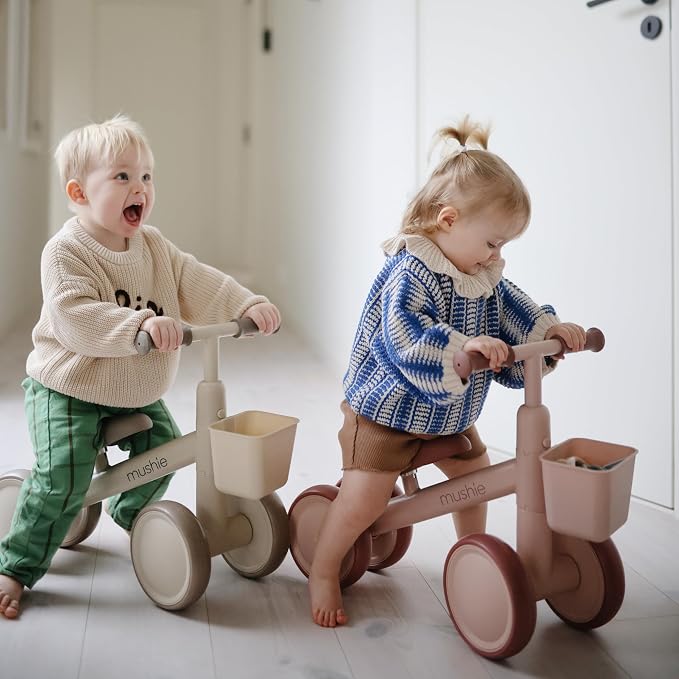 mushie Mini Toddler Bike (Blush) | 12-24 Months | 4 Wheels First Balance Bike