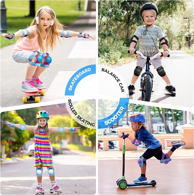BOSONER Kids/Youth Knee Pad Elbow Pads for Roller Skates Cycling BMX Bike Skateboard Inline Rollerblading, Skating Skatings Scooter Riding Sports