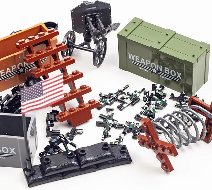 51 Pcs Toy Soldiers Figures US Camouflage Weapons Army Battle Toy Set - Weapons Pack Military Accessories Kits Toys Building Blocks Compatible with Major Brand, 3 Years Old and up