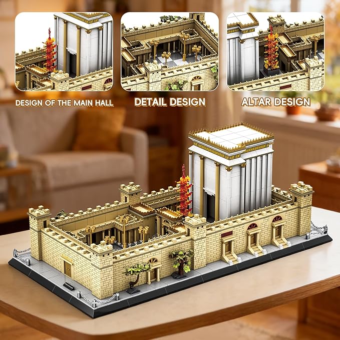 Jerusalem Temple Building Blocks Sets Judaism Architecture Building Toys Solomon’s Holy Temple Model Toys Judaica & Christian Bible Gift for Adults Teens 3233 PCS