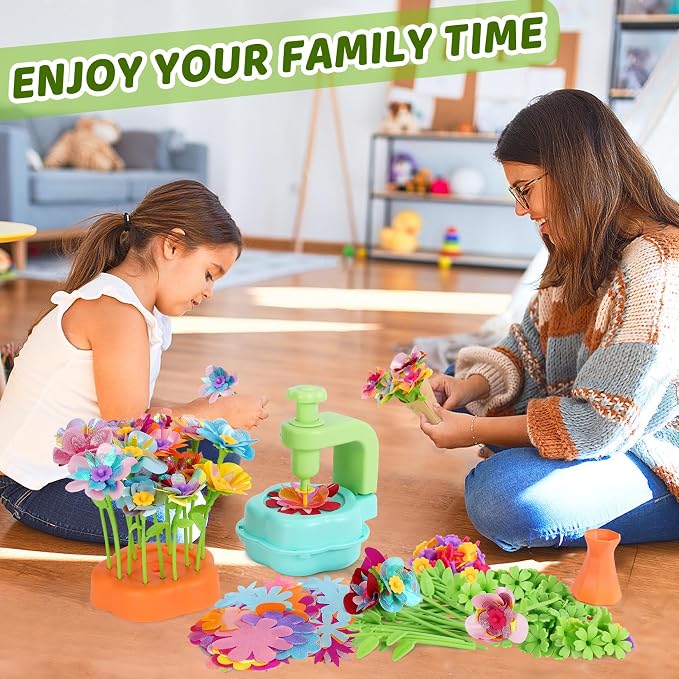 Flower Craft Kits for Kids, Arts and Crafts Activity Toys Set for Girls Ages 4-10, Birthday Gifts for 4 5 6 7 8 9 Year Old Girls, DIY Flower Making Kit for Kids, Creative Toys Gifts for Preschool