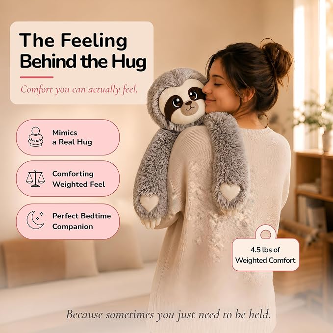 Huggle Healers Weighted Stuffed Animals for Adults, Teens and Kids - 36 Inch Long Plush Arms for Hugs - 4.5lb Sloth Stuffed Animal Plushies - Marshmallow Sloth