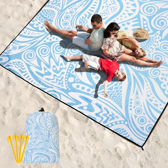 HIHOHO Beach Blanket Waterproof Sandproof Extra Large Beach Mat 79" X 83"/120"x108"for 1-8 Adults Quick Drying Durable Outdoor Picnic Mat for Beach Travel Camping Hiking