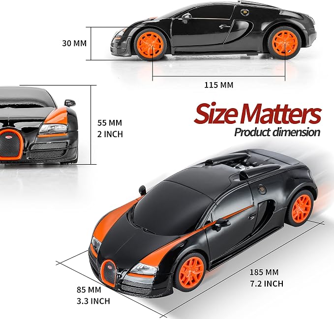 BEZGAR 1:24 Scale Bugatti RC, Officially Licensed Bugatti Grand Sport Vitesse Remote Control Car, 2.4GHz Wireless Electric Simulation Sports Toy Car for Adults Boys Kids Age 4-7,8-12