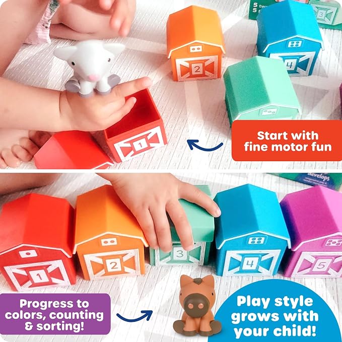Learning Resources Peekaboo Learning Farm - Farm Animals for Toddlers, Educational Fine Motor Montessori Sets, Toddler Animal Toys, Counting, Sorting & Matching Barn Animal Toy, Little Animal Figures