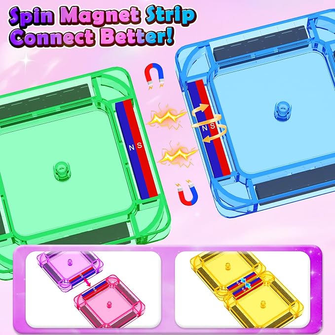 Coodoo Mini Magnetic Tiles Set with Iron Box, Travel Essentials Portable Magnet Building Blocks, Montessori Educational Sensory Toys for Toddlers 3+ Boys Girls Birthday Gift Classroom Must Haves