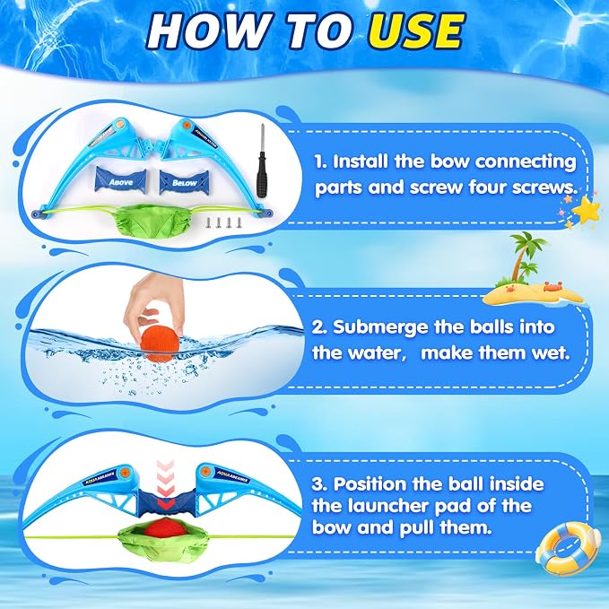 Reusable Water Balloons Set For Kids Outdoor, 2 pcs Bow and Arrow Ball Sets & 2 Slingshot Launcher with 24 Soft Water Balls, Pool Beach Yard Water Fight Fun, Summer Water Toys for Boys Girls Adults