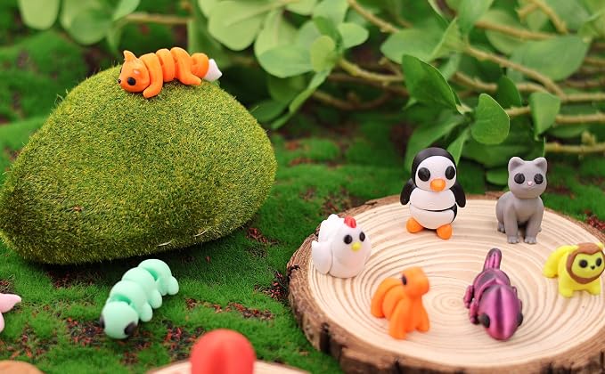 25 pcs Animal Figurines, 3D Printed Animal Figurines Set, Articulated, Party Favors, Pocket Fidget Toys Bulk, Goodie Bag Stuffers, Gifts for Boys Girls Toddlers, Classroom Rewards