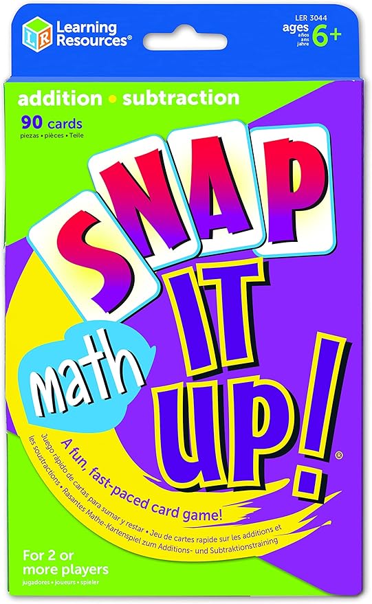 Learning Resources Snap It Up Math: Addition and Subtraction Card Game,90 Cards, 2-6 players, Grades 1 and Up, Ages 6 and Up