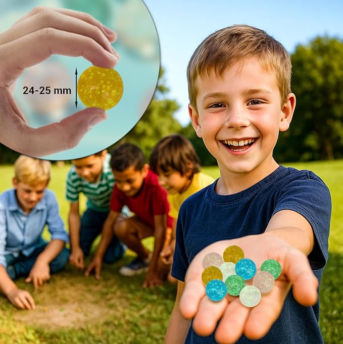 ARSUK Glow in the Dark Marbles Large Glass Shooter Marbles for Decoration 25mm/1 inch 10pcs Assorted Colour Marble Game, Marble Run Accessories Learning and Recreational, Sports & Outdoor Play