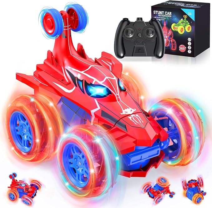 Remote Control Car for Boys - 360° Rotates and Flips 4WD Remote RC Stunt Cars for Kids, 2.4GHz RC Car with LED Lights, Easter Birthday Gift for Boy 3 4 5 6 7 8 9 13 Year Old