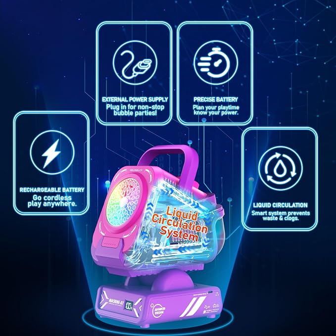 Bubble Machine,Bubble Maker for Party,Outdoor Toys for Kids,Rechargeable/with Remote Control / 7 Color RGB Lights,Wedding Birthday Party, Summer Activities Bubble Blower Gift for Boys & Girls