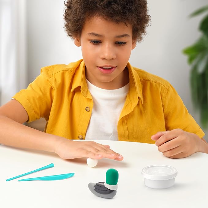 HEY CLAY Modelling Air-Dry Clay with Fun Interactive App - Non-Toxic, Non-Stick Modeling Clay Crafts Set for Kids Ages 3 to 8-3 cans (Farm Birds: Goose)
