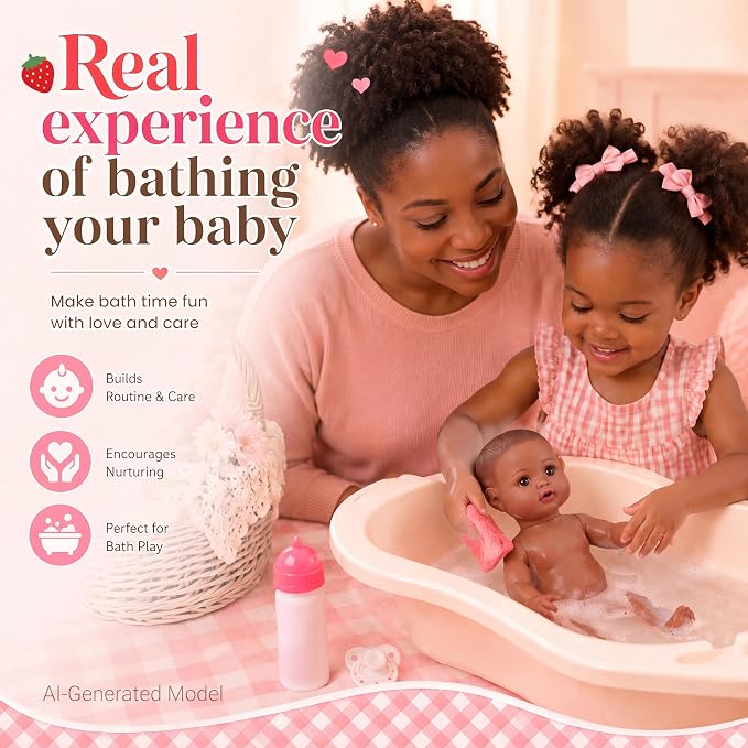 BABESIDE Black Baby Dolls Set - 15 Inch Soft Full Vinyl Washable Realistic Baby Doll with Feeding Accessories, Poseable Real Life Baby Dolls, Interactive Play Toy Gift for Kids Age 3+