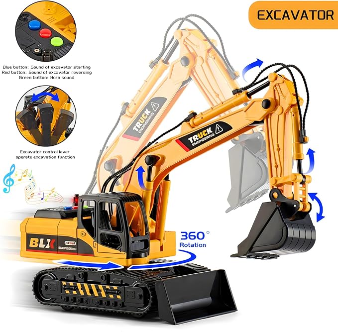 LerBao 2 Pack Large Construction Engineering Truck Toys,Moveable Claw Excavator & Lifting Back Dump Truck Toy for 3 4 5 6 7 8 Years Old Boys Kids Childs Toddlers Christmas Birthday Gift