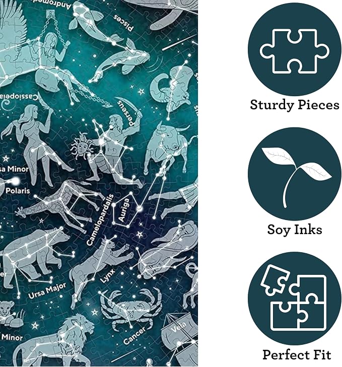 Ridley's Games: Map of The Stars 1000-Piece Jigsaw Puzzle |Perfect for Astrology/Astronomy Lovers with Over 30-Unique Constillations | Perfect Room Décor Once Completed | Storage Tube Included
