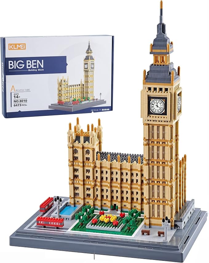 KLMEi Micro Building Blocks Set for Adults, Real Architecture London Elizabeth Tower Big Ben - World Famous Architectural Model Gifts for Teens Ages of 14+(4112 PCS)