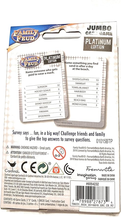 Family Feud Jumbo Card Game Platinum Edition