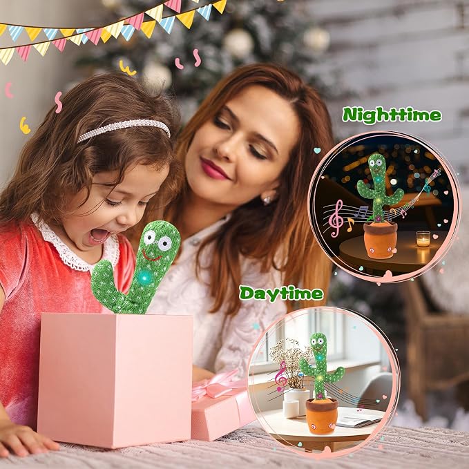 Dancing Talking Giraffe Toy, Stuffed Animal Baby Toy Repeating What You Say, Glowing Musical Giraffe Gifts for Toddlers and Babies, for Kids (Cactus)