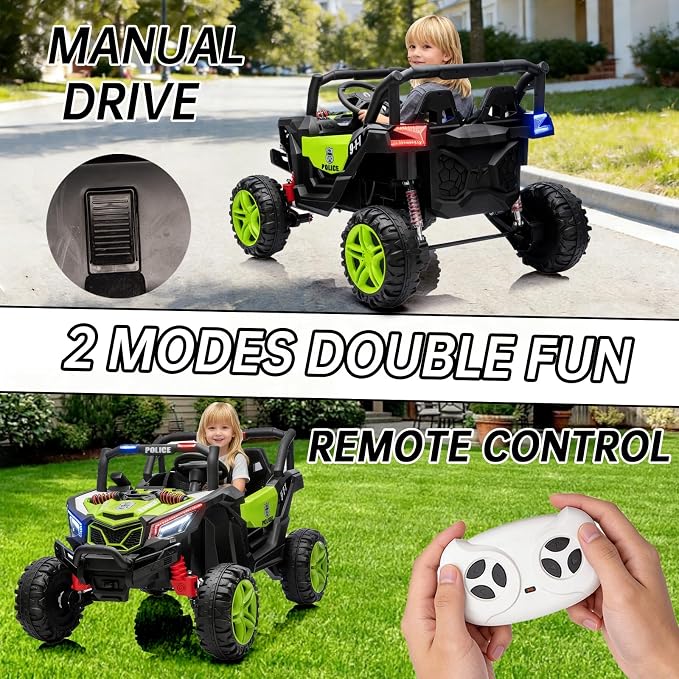 4WD UTV 24V Ride On Toys for Big Kids Ride On 2 Seater Ride On Toys Kids | 2 Seater Ride On Car for Kids Side-by-Side UTV Electric Cars for Kids Electric Ride Car Ride On Toys for Kids 4-8