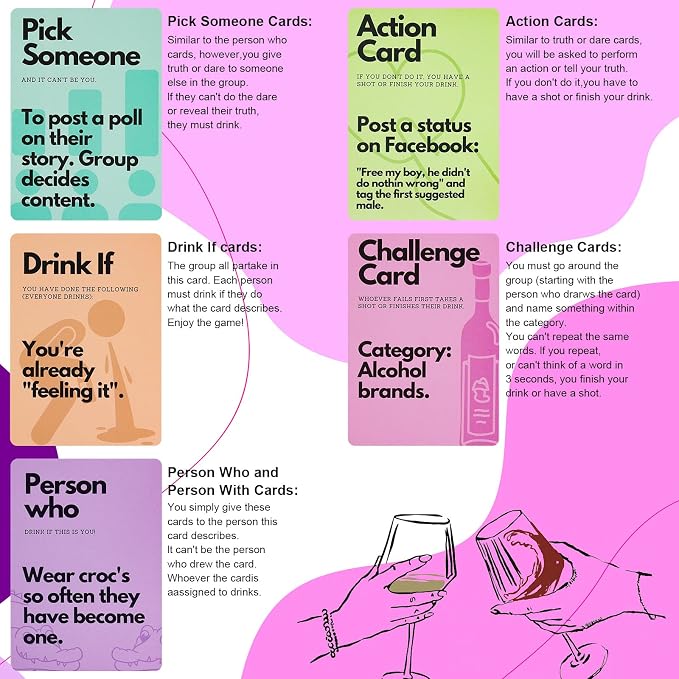 Fofeadm Drinking Card Games for Adults, Fun Adults Drinking Games with 100 Cards, Great for Game Night & Parties, 21st Birthday Gift & Bachelorette Party Games, Age 21+