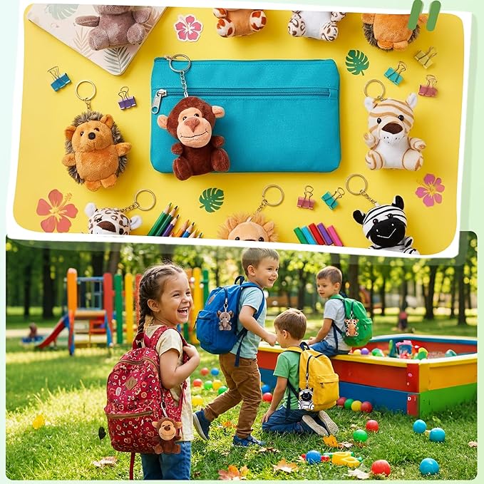 24 Pcs Small Stuffed Animals Bulk - 5 Inch Mini Plush Toys for Kids, Plush Keychain, Carnival Prizes, Claw Machine Prizes, Classroom Treasure Box, Pinata Stuffers, Baby Shower Decorations