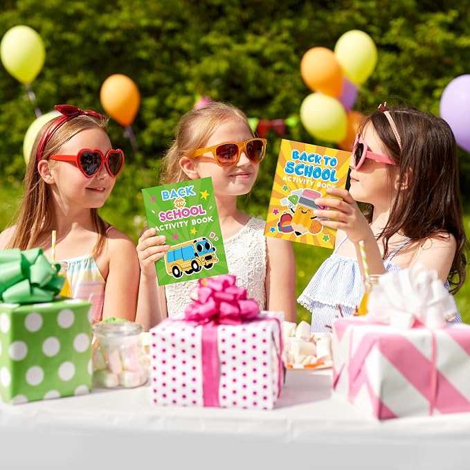 Back to School Activity Books for Kids - 24Pcs First Day of School Mini Games Coloring Book Set Bulk Mazes Word Search Word Scramble Games for Classroom DIY Art Gifts New School Year Party Favors