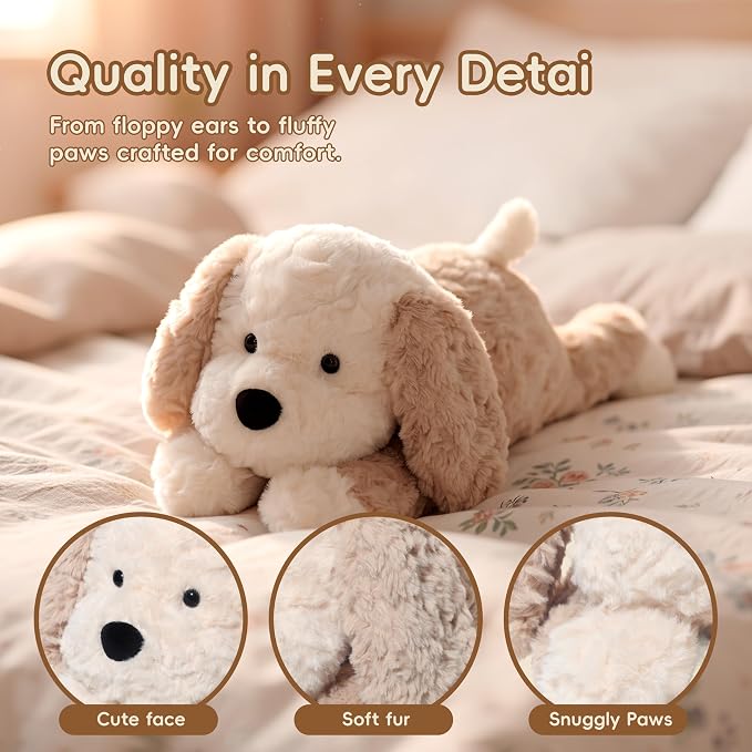 Stuffed Animals Dog Plush Toys Maltese Dog 16.5 inches Soft and Premium Puppy Plush Toy Gift for for Babies Children Adults, Beige/Grey