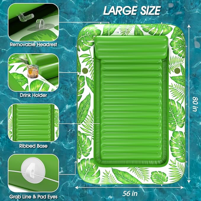 Inflatable Tanning Pool Lounger Float - Jasonwell 4 in 1 Sun Tan Tub Sunbathing Pool Lounge Raft Floatie Toys Water Filled Tanning Bed Mat Pad for Adult Blow Up Kiddie Pool Kids Ball Pit (GLE, XL)