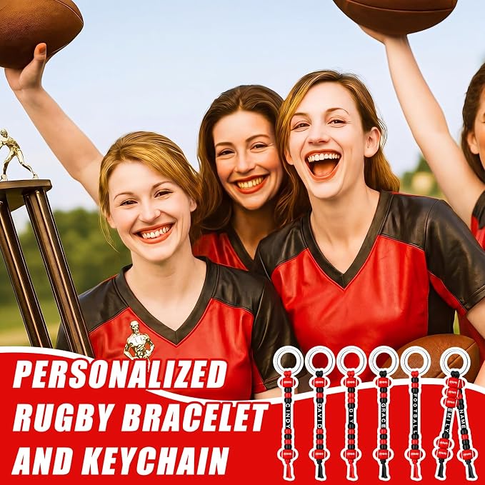 Landical 564 Pcs Football Keychain Making Kit DIY Football Bead Key Chain Craft Adjustable Sport Letter Bead Charm Sport Theme Party Favor Gift Backpack Accessories Holiday Decoration(Red Black)