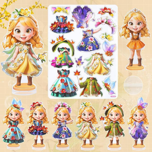 PainZieteg Magnetic Dress Up Dolls,Paper Dolls for Girls, Kids DIY Princess Magnetic Dress-Up Doll for Girl Birthday, Autumn Fairy