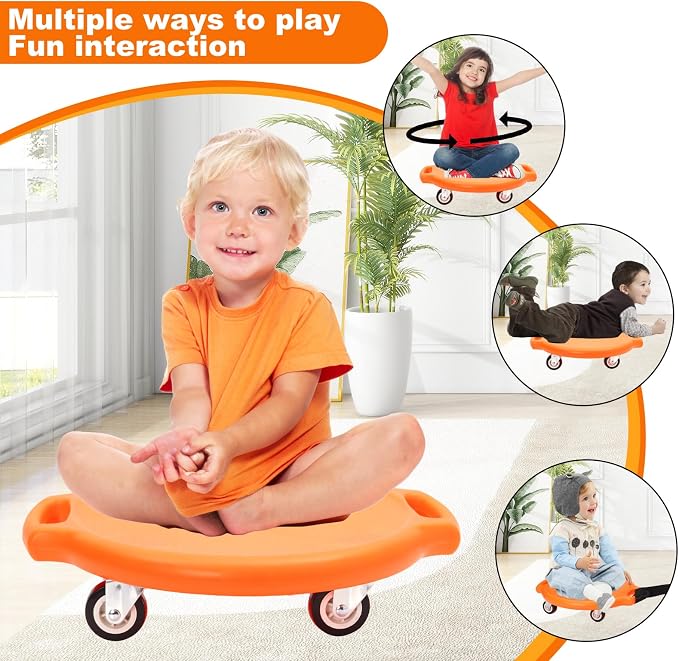 Sports Scooter Board with Handles Sitting Scooter Board with Universal Wheels Manual Sport Scooters Plastic Casters Floor Scooter Board for Gym Physical Education Equipment Indoor Outdoor