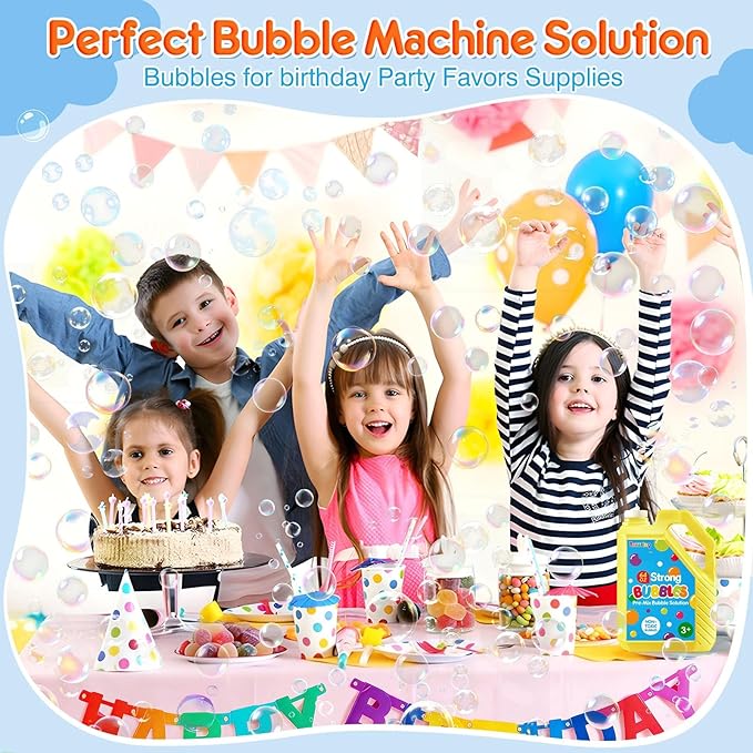 64 OZ Bubble Solution Refill Pre-Mix: Non-Toxic Bubbles for Kids Refills for Bubble Machine, Wands, Blowers, No Mixing Needed Leak-Proof Bottle Solution for Bubbles Toys Parties Outdoor Events Easter